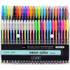 48 Pcs Neon Gel Pens Set,Glitter, Metallic, Neon Pens Good Gift For Coloring Kids Sketching Painting Drawing (48 Shades) 