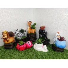 ANIMALS TROOP Planters Handmade Resin - Set of 7