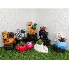 ANIMALS TROOP Planters Handmade Resin - Set of 7