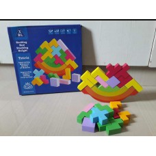 Multicolor Wood Wooden Balancing Game Stacking Tetris Puzzle