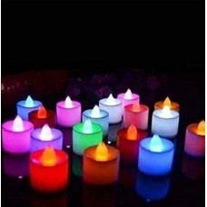 Battery Operated LED T Light Candles Multicolor Set of 24