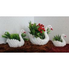 Beautiful Swan Planters Handmade Polyresin Home Decor - Set of 3