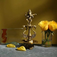 Brass Dancing Ganesha with diya