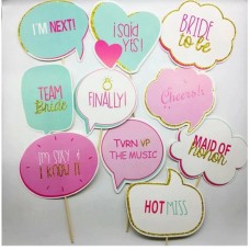 Bride To Be Photo Booth Props with Wooden Sticks - Pack of 10