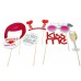 Bride To Be Red Photo Booth Props with Wooden Sticks - Pack of 16