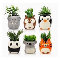 CUTE ANIMALS Planters Polyresin Home Decor - Set Of 6