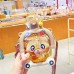 Cartoon Bear Design Plastic Portable Water Bottle With Straw For School Student 1000 ML