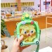 Cartoon Bear Design Plastic Portable Water Bottle With Straw For School Student 1000 ML