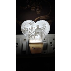 Customised 3D Heart Magic Lithopane Photo Night Lamp Plug Socket Type 8 cm - Occasional Gifts