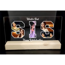 Customised Acrylic Bro Sis Desk Cutout Frame With Wooden Stand 4x8 Inches