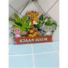 Customised Cartoon Name Plate With Chain Kids Room Decor 