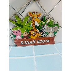Customised Cartoon Name Plate With Chain Kids Room Decor 
