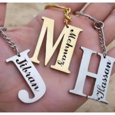 Customised Metallic Name Letter Keychain