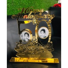 Customized 50th Happy Anniversary Golden Acrylic Frame - Couple Gifts
