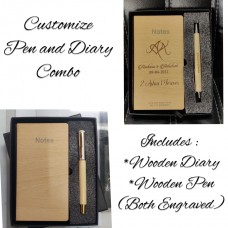 Customized Wooden Diary and Pen Set