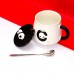 Cute 3D Black Eye Panda Ceramic Coffee Mug with Funny Lid and Steel Spoon