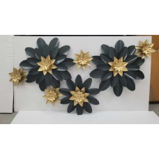 Decorative Blue Golden Flowers Wall Art Décor - Home Decor