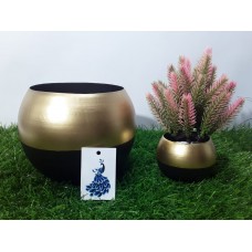 Dual Tone Finish Gold And Black Planters Home Office Decor Indoor (Set Of 2)
