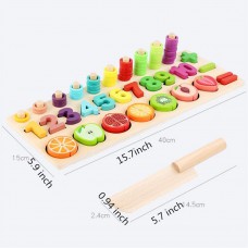 Puzzle for Children Digital pairing Wooden Toys Montessori Education Cognition Gift Fruit slices on logarithmic board Kid