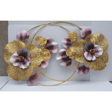 Elegant Golden Purple Flowers Round Pipe Wall Art Décor - Home Decor Gifts