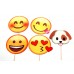 Emoji Photo Booth Props with Wooden Sticks - Pack of 10