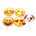 Emoji Photo Booth Props with Wooden Sticks - Pack of 10