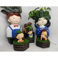 Family Combo Planters Polyresin Home Decor - Set Of 6