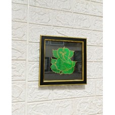 Ganesha Leaf Embroidered Hand Made Artwork For Home Office Wall Décor - Home Decor Gifts