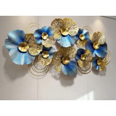 Gold And Blue Floral Wall Décor Art