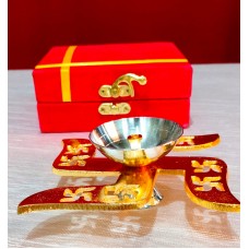 Gold and Silver Plated Swastik Diya for Return Gifts Set of 10