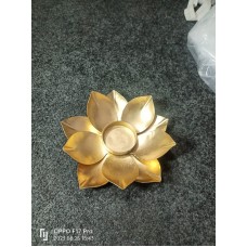 Golden Metal Big Lotus Flower T-light Holder Diwali Diya Decoration Home Item Set of 5 - Home Decor
