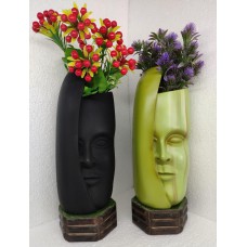 HALF FACE Planters Polyresin Home Decor Indoor Outdoor - Set Of 2
