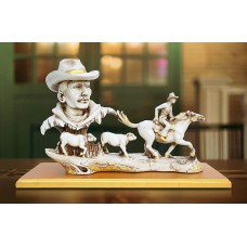 Handicraft Cowboy With Horse Home Decor Statue