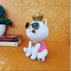 Handicraft Polyresin Dollar Cat Table Decor - Home decor