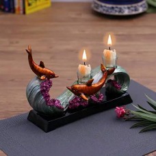 Resin Fish Tea Light Candle Holder with 2 Glass