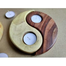 Handmade Sheesham Wooden Dual Shade T-Light Candle - Festive Gifts