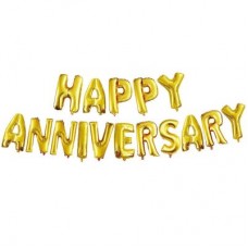 Happy Anniversary Foil Banner Gold -Party Decorations