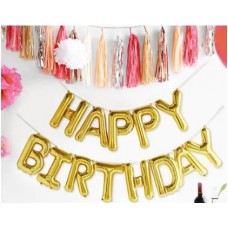 Happy Birthday Foil Banner Gold - Decoration Items