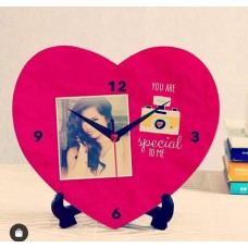Customised Heart Clock Red