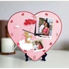 Customised Heart Clock Pink