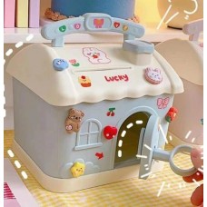 House shaped Piggy Bank With Lock Customise with Kawai Stickers For Kids