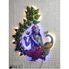 Krishna Peacock Flute Wall LED Decor