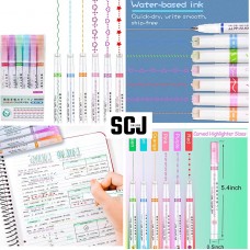 Linear Roller Color Pens Highlighters with 6 Different Curve Shapes