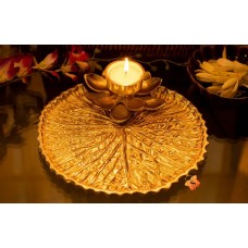 Lotus Leaf Brass Platter