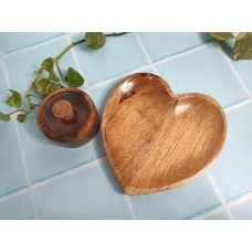 Mango Wood Heart Shape Plate With Jar - Festive Gifts