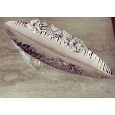 Metal Boat Platter with Silverplated Broach - Home Decor