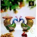Metal Peacock With Wooden Top Stool - Home Decor / Festive 