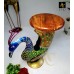 Metal Peacock With Wooden Top Stool - Home Decor / Festive 