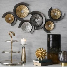 Metal Wall Decor Art Gold and Silver Circles- Wedding Gift