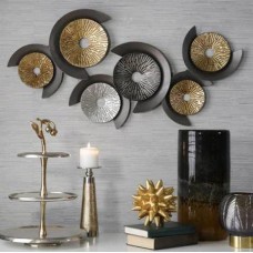 Metal Wall Decor Art Gold and Silver Circles- Wedding Gift